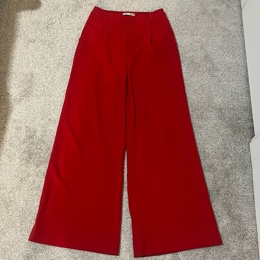Alice + Olivia red wide leg pants 0
